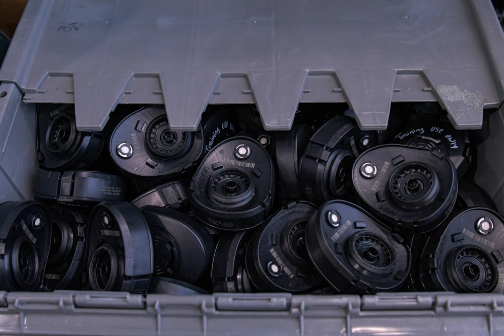 Gas mask filters ready for training