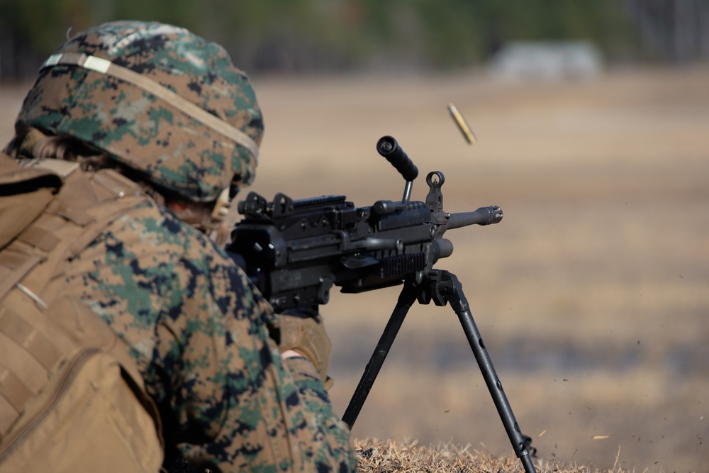 U.S. Marines with Combat Logistics Regiment 2 Conduct Live Fire Machine Gun Range