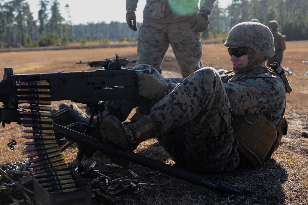 U.S. Marines with Combat Logistics Regiment 2 Conduct Live Fire Machine Gun Range