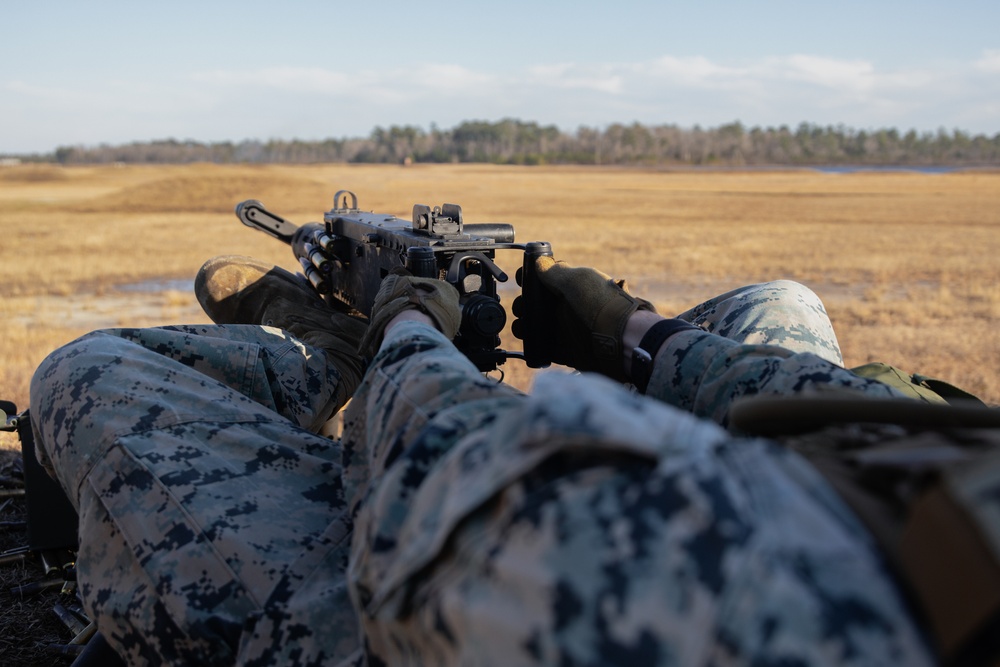 U.S. Marines with Combat Logistics Regiment 2 Conduct Live Fire Machine Gun Range