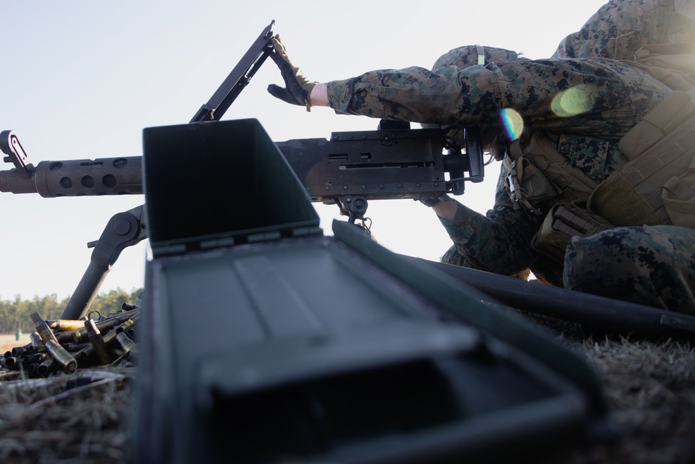 U.S. Marines with Combat Logistics Regiment 2 Conduct Live Fire Machine Gun Range