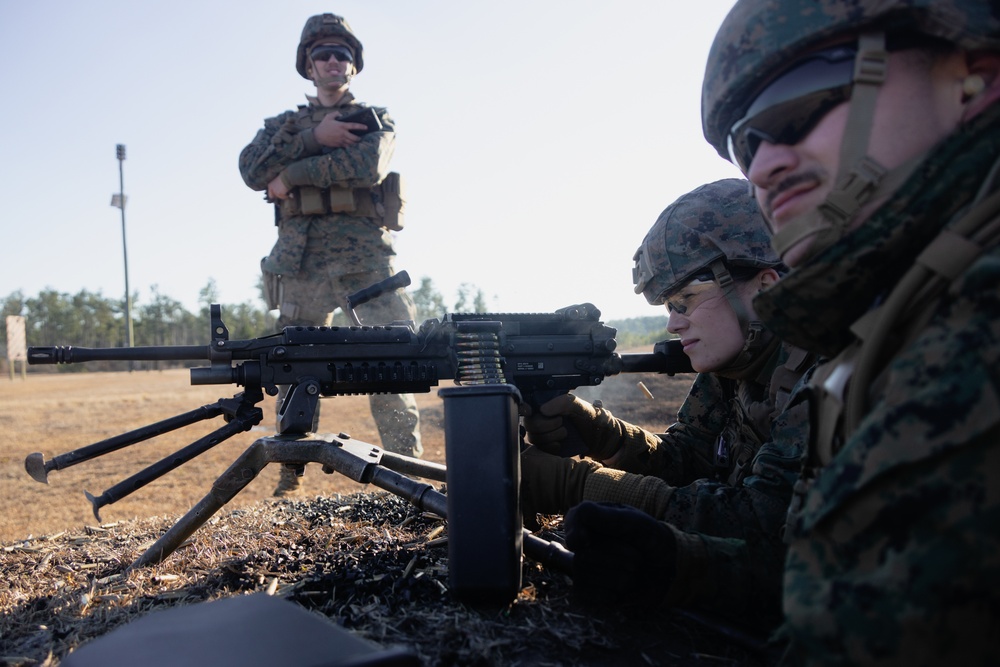 U.S. Marines with Combat Logistics Regiment 2 Conduct Live Fire Machine Gun Range