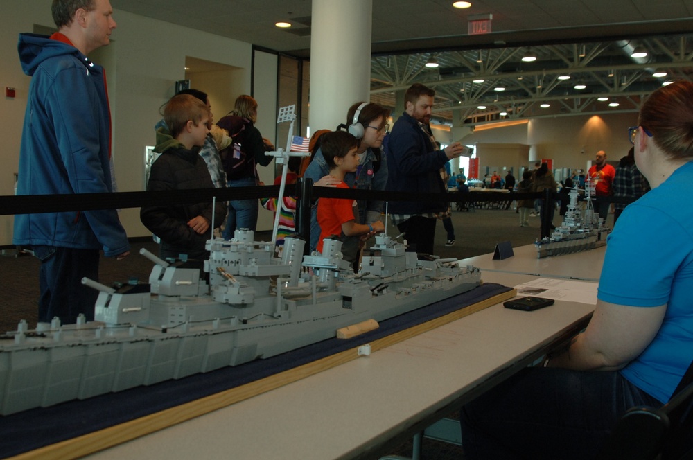 Large scale LEGO shipmodels on display at Naval Museum's LEGO Shipbuilding event