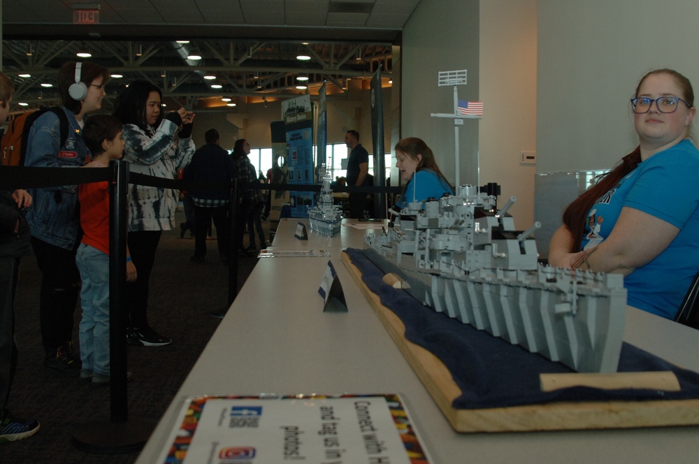 Large scale LEGO shipmodels on display at Naval Museum's LEGO Shipbuilding event