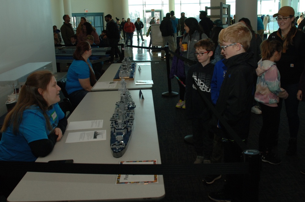 Large scale LEGO shipmodels on display at Naval Museum's LEGO Shipbuilding event