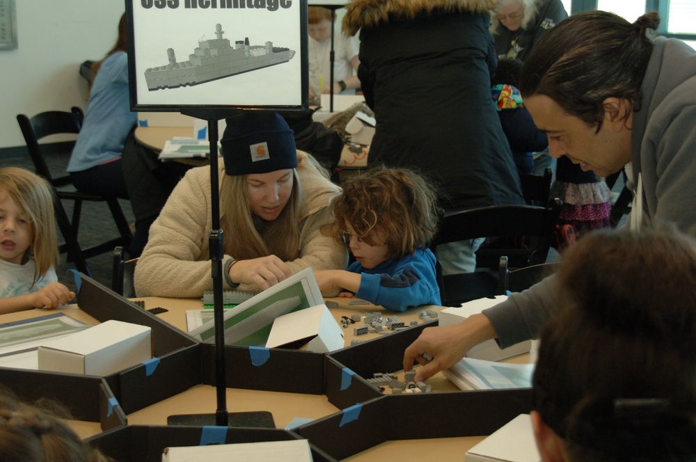 Visitors build LEGO ship models during Naval Museum's 12th Annual Brick by Brick: LEGO Shipbuilding event