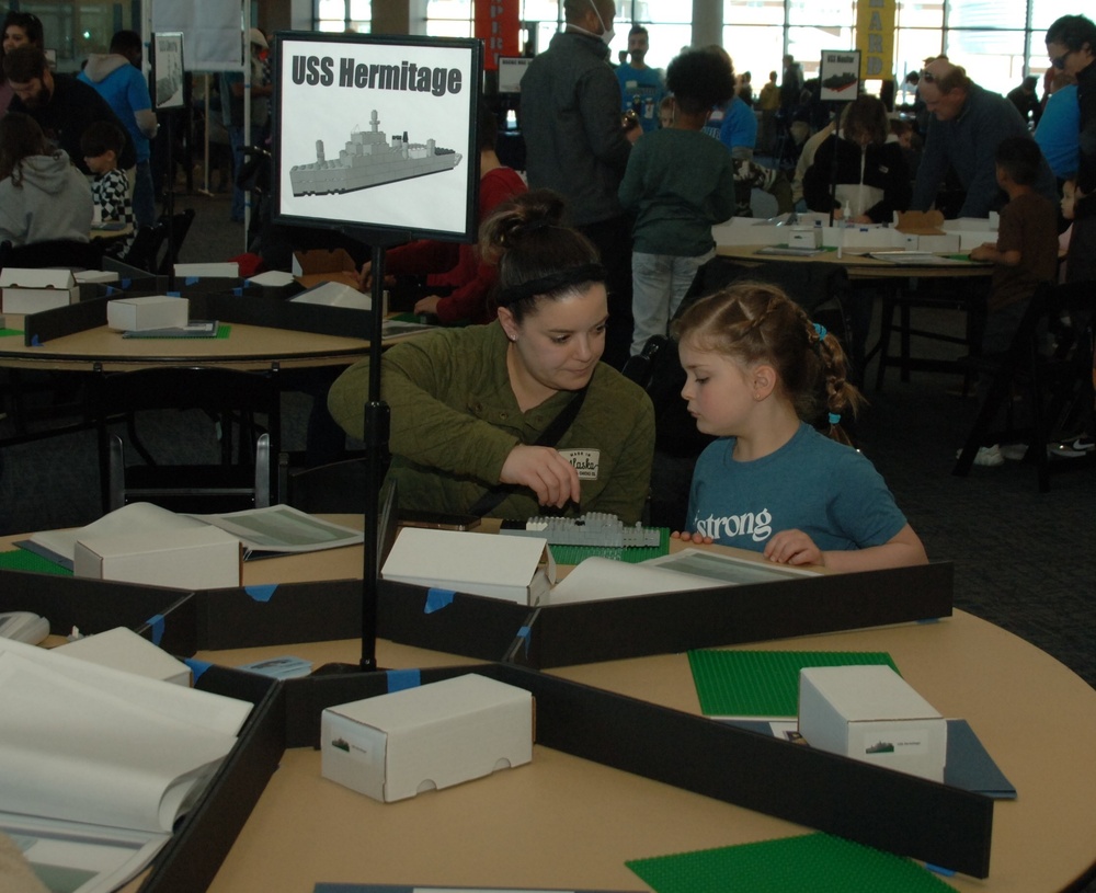 Visitors build LEGO ship models during Naval Museum's 12th Annual Brick by Brick: LEGO Shipbuilding event