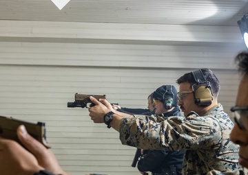 FASTEUR Marines and Latvian Internal Security Bureau Practice Pistol Marksmanship