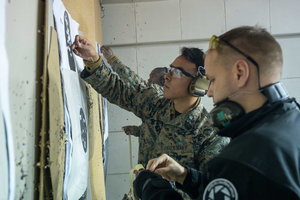 FASTEUR Marines and Latvian Internal Security Bureau Practice Pistol Marksmanship
