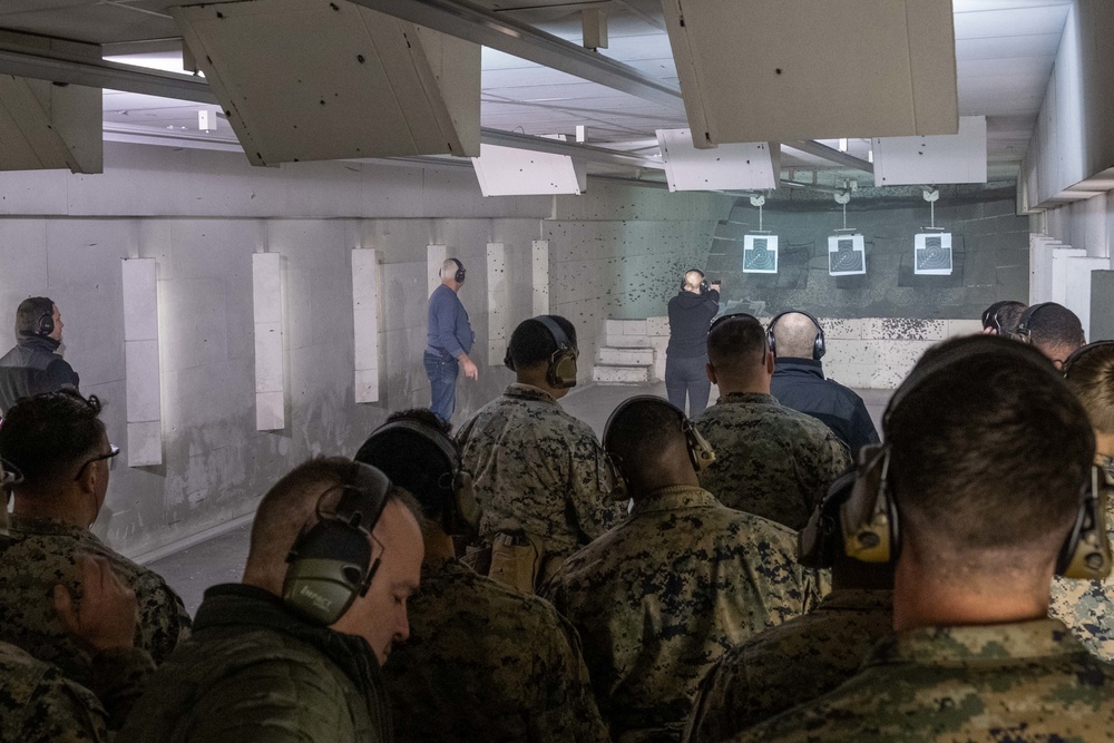 FASTEUR Marines and Latvian Internal Security Bureau Practice Pistol Marksmanship