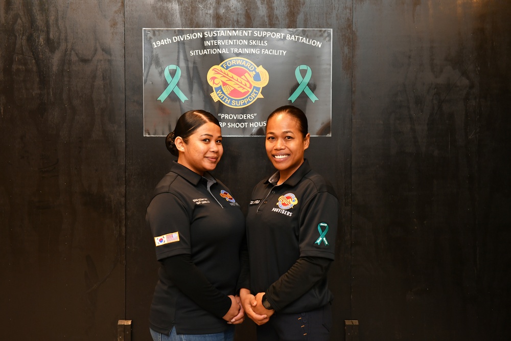 Sexual Harassment/Assault Response and Prevention (SHARP) representatives from the 194th Division Sustainment Support Battalion, 2nd Infantry Division Sustainment Brigade officially opened their Intervention Skills Situational Training Facility