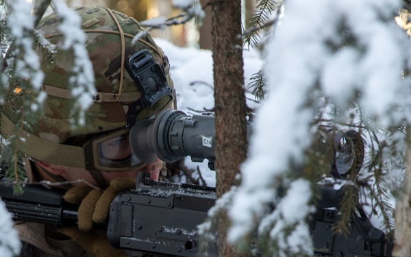 Arctic Cavalry Soldiers Perform Platoon STX