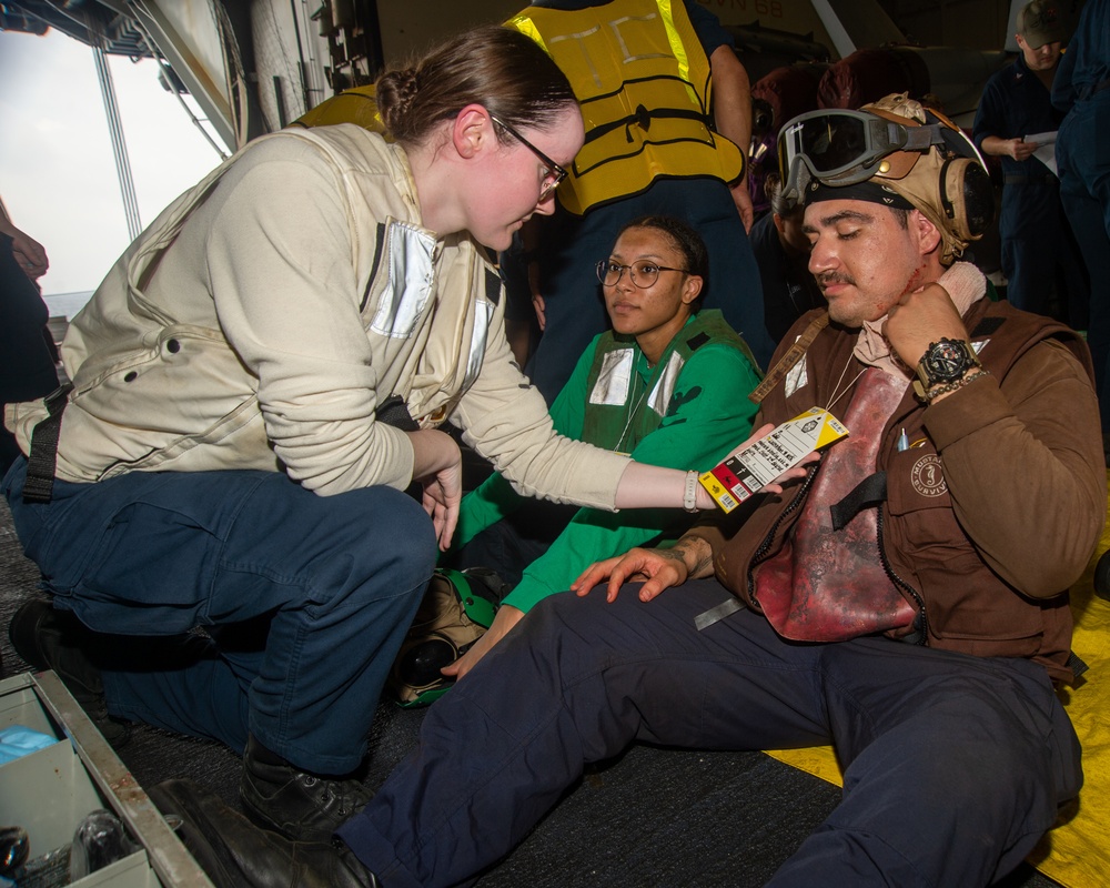 Sailor Checks Triage Tag During Drill