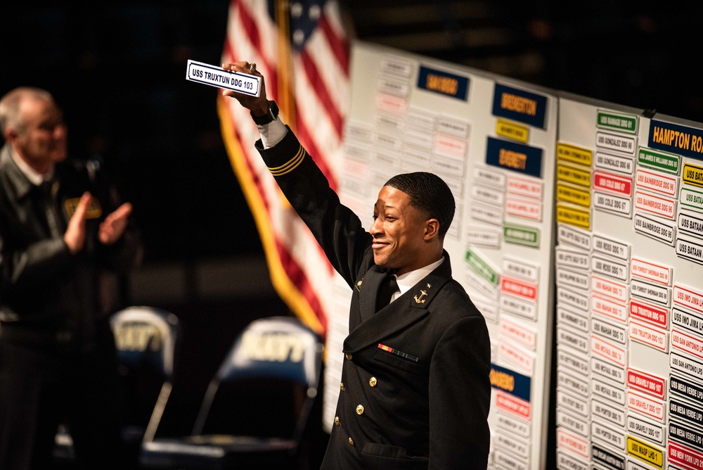 Future SWOs Select First Assignment During Ship Selection Night at U.S. Naval Academy