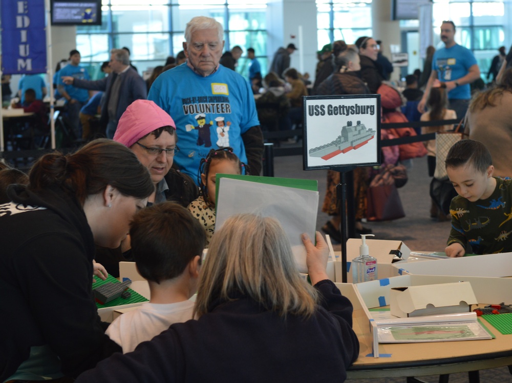 Visitors build LEGO ship models during Naval Museum's 12th Annual Brick by Brick: LEGO Shipbuilding event