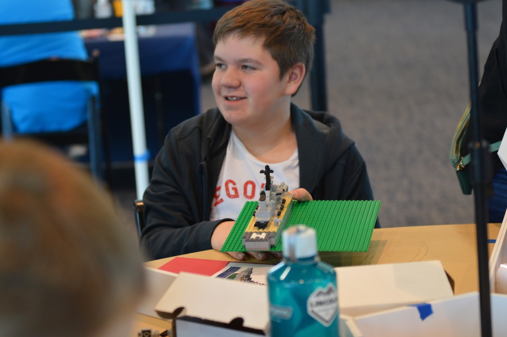 Visitors build LEGO ship models during Naval Museum's 12th Annual Brick by Brick: LEGO Shipbuilding event