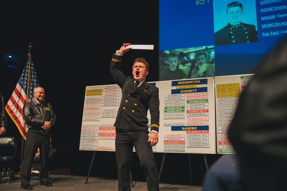 Future SWOs Select First Assignment During Ship Selection Night at U.S. Naval Academy