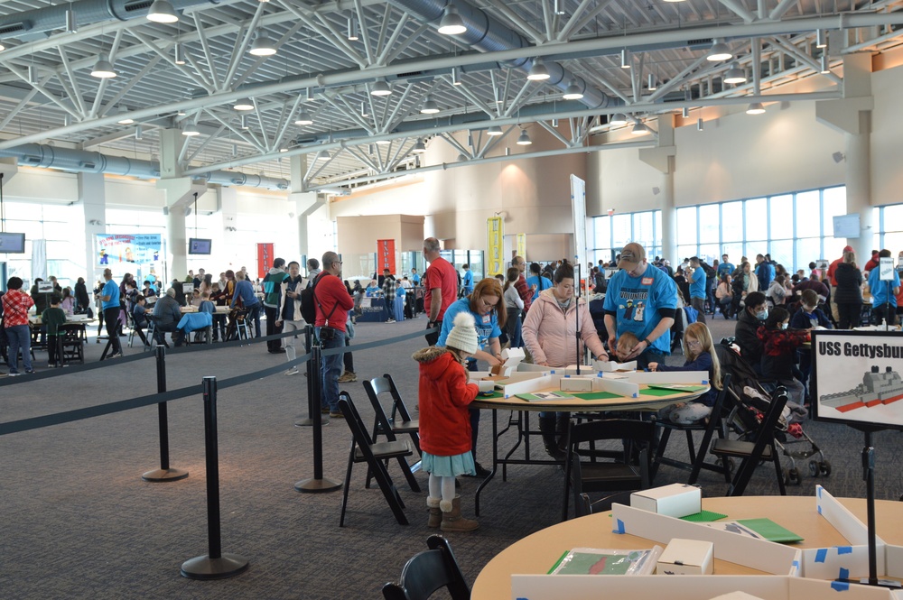 Visitors build LEGO ship models during Naval Museum's 12th Annual Brick by Brick: LEGO Shipbuilding event