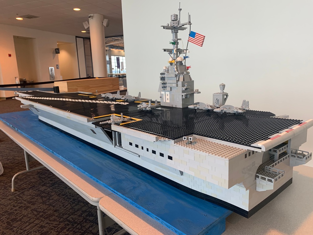 Large scale LEGO shipmodels on display at Naval Museum's LEGO Shipbuilding event