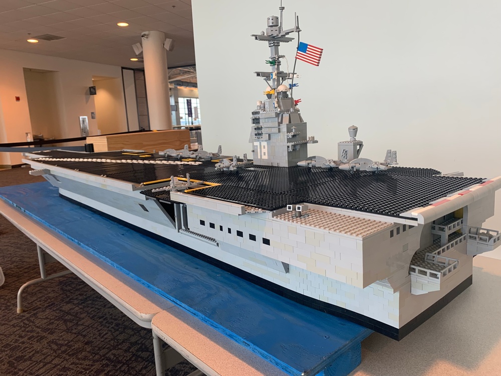 Large scale LEGO shipmodels on display at Naval Museum's LEGO Shipbuilding event