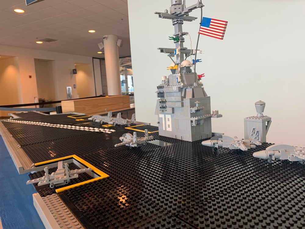 Large scale LEGO shipmodels on display at Naval Museum's LEGO Shipbuilding event