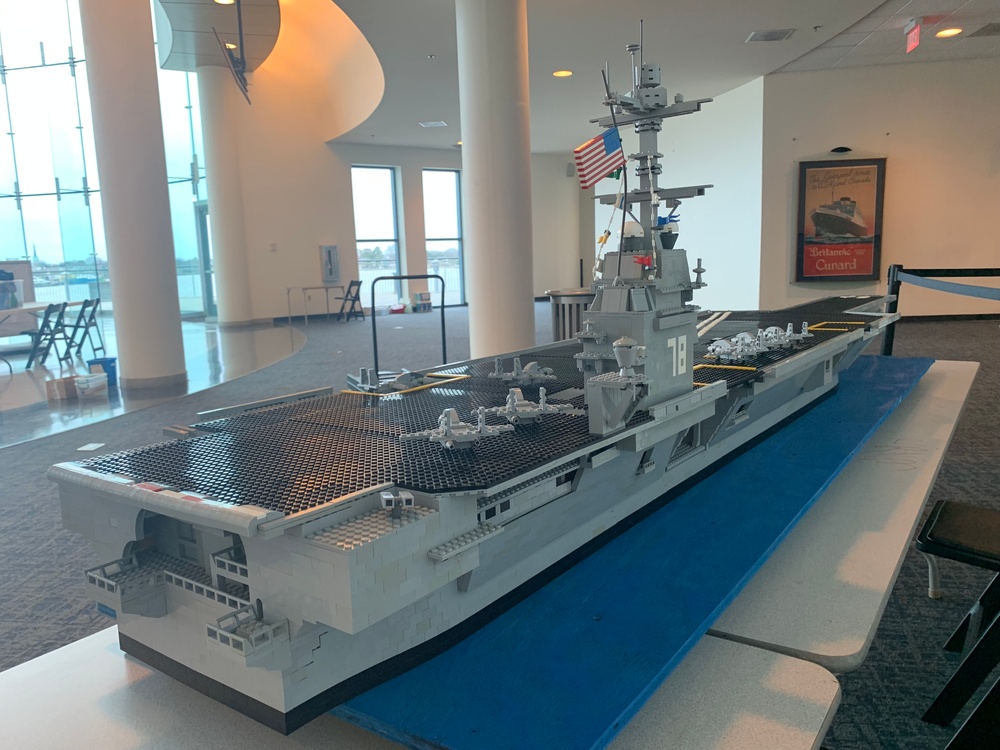 Large scale LEGO shipmodels on display at Naval Museum's LEGO Shipbuilding event