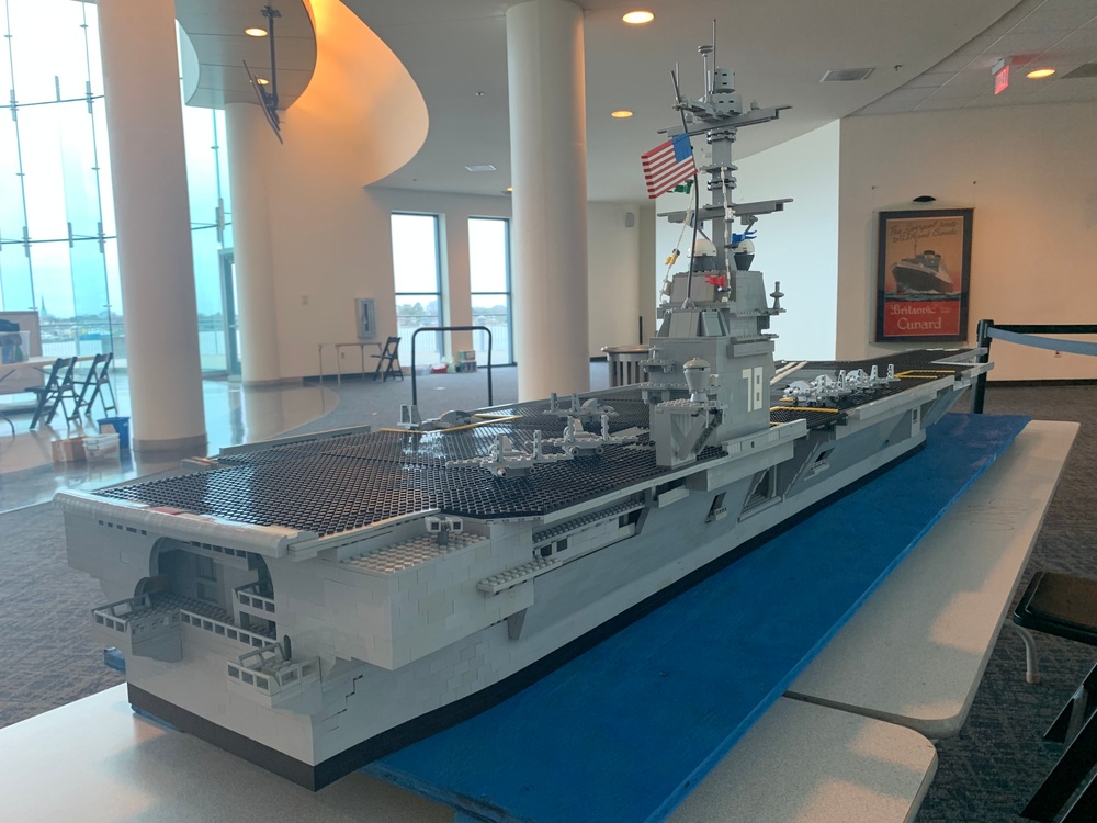 Large scale LEGO shipmodels on display at Naval Museum's LEGO Shipbuilding event