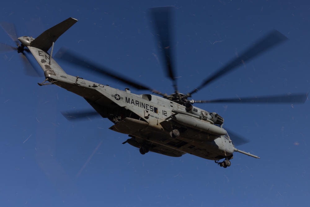 Marines with HMH-464 fly through the Rocky Mountains