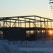 Sun sets on another day of February 2023 brigade headquarters construction at Fort McCoy