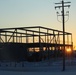 Sun sets on another day of February 2023 brigade headquarters construction at Fort McCoy