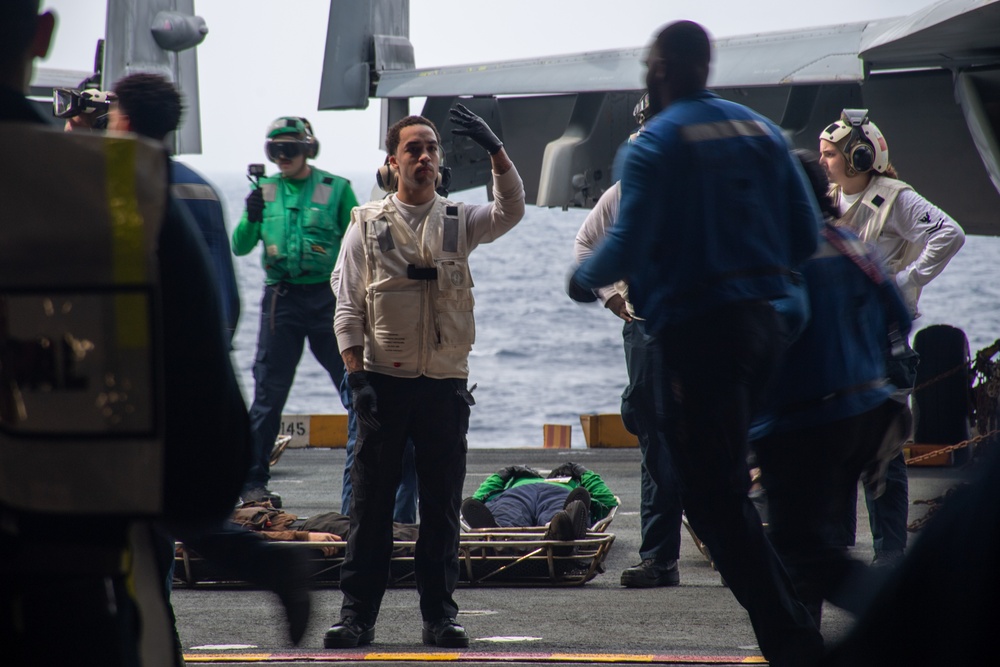 U.S. Navy Sailors Conduct A Mass Casualty Drill