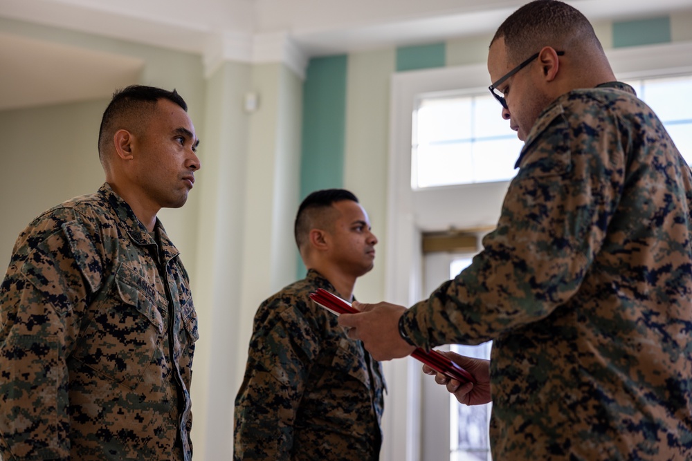 U.S. Marines from the Federated States of Micronesia are promoted to warrant officers