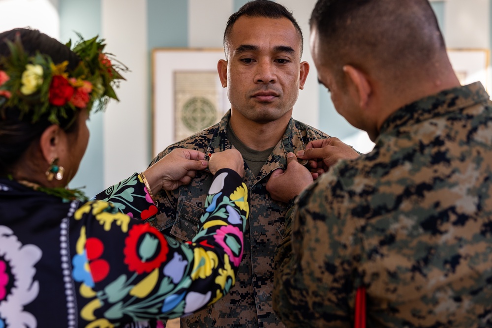 U.S. Marines from the Federated States of Micronesia are promoted to warrant officers