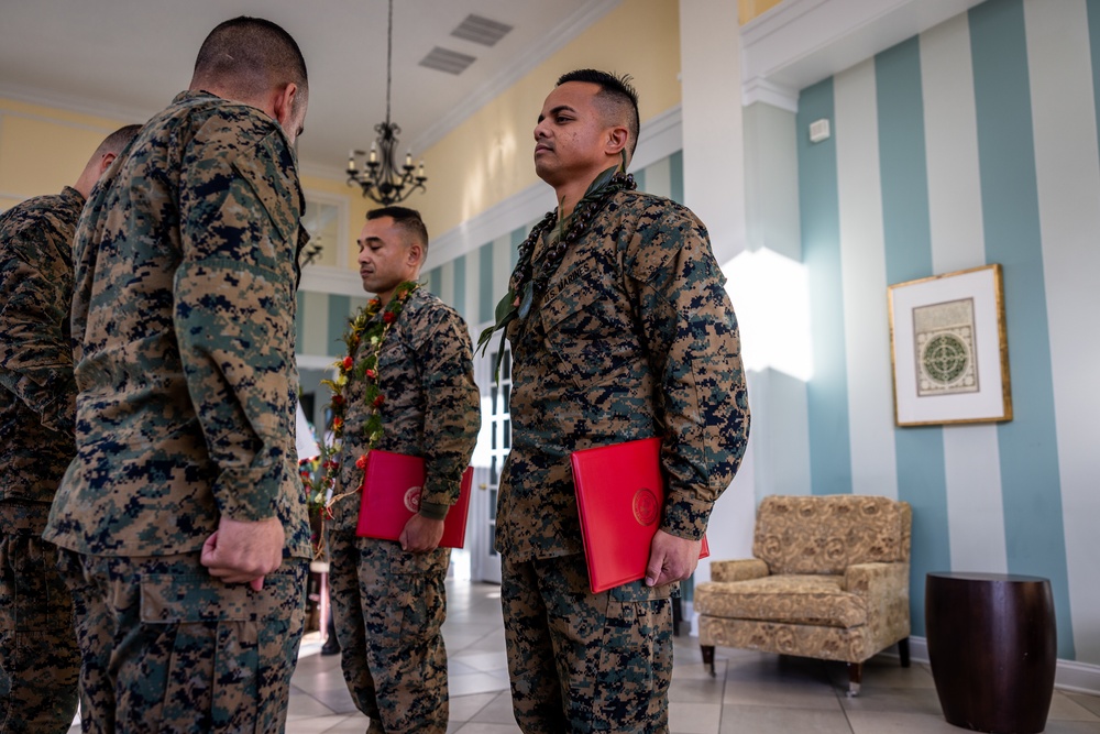 U.S. Marines from the Federated States of Micronesia are promoted to warrant officers