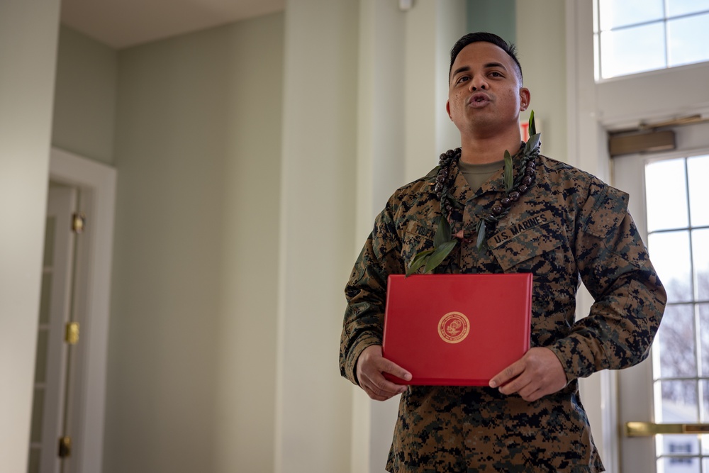 U.S. Marines from the Federated States of Micronesia are promoted to warrant officers