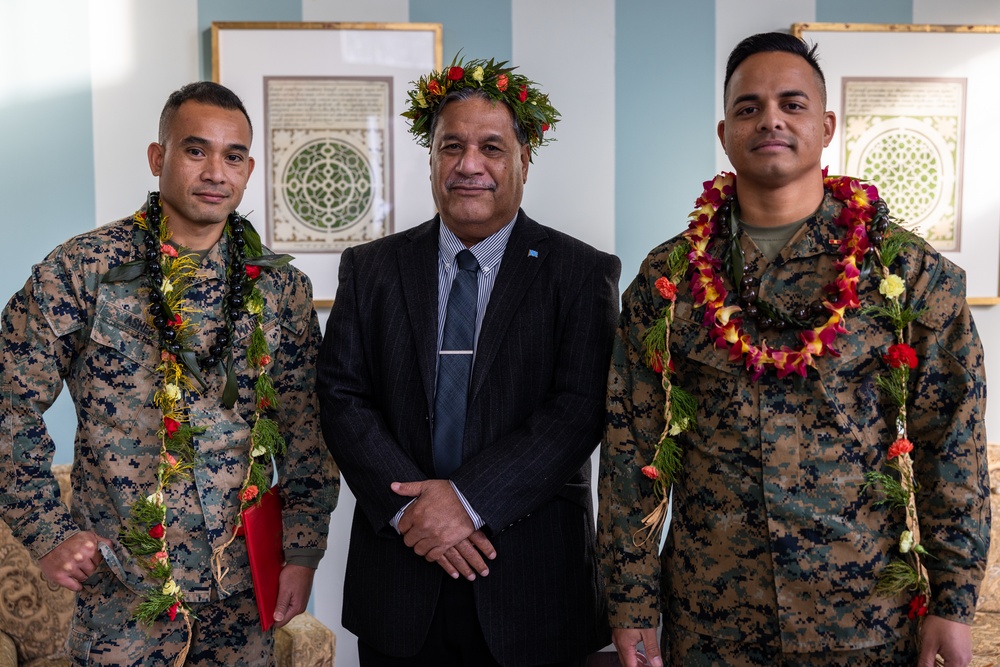 U.S. Marines from the Federated States of Micronesia are promoted to warrant officers