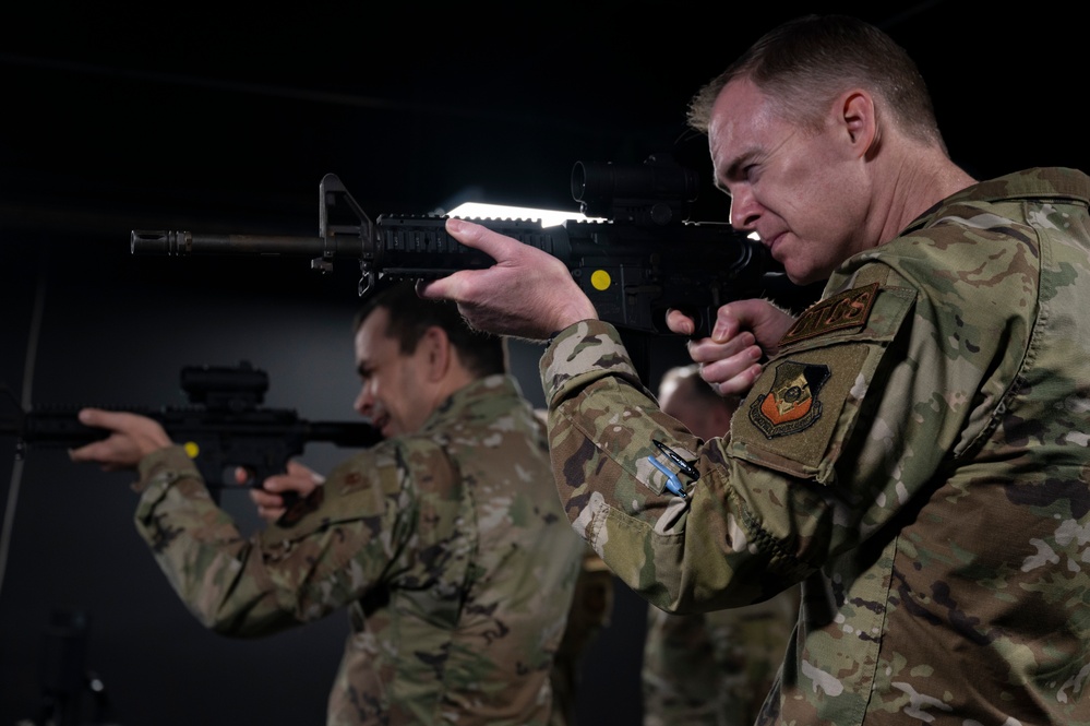Col. Allen Herritage visits the 1st Combat Camera Squadron.