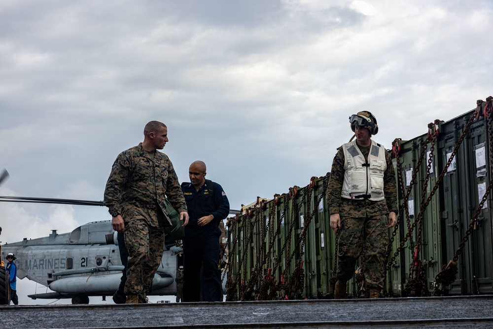 26th MEU Sergeant Major Visits Marines and Sailors aboard the USS Carter Hall during PMINT