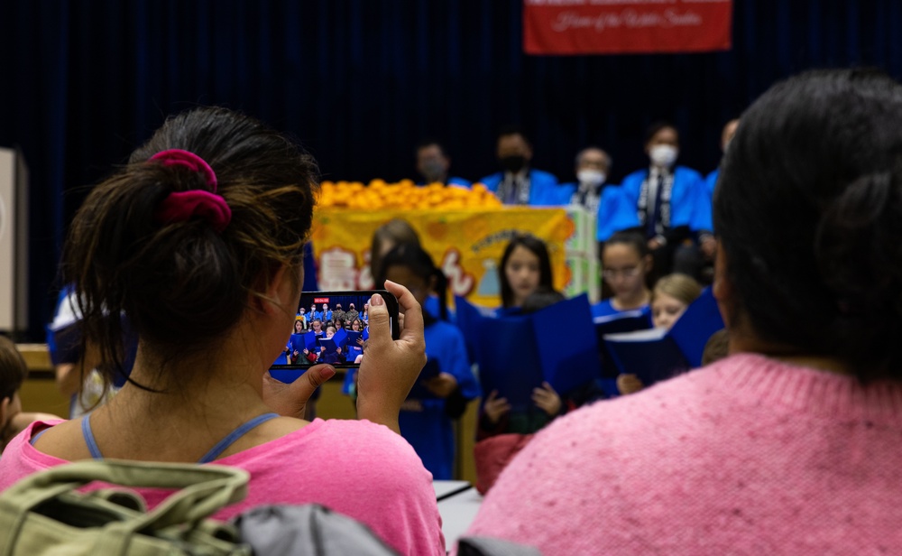 Harvesting Relationships: Marine Corps Air Station Iwakuni and Yamaguchi Prefectural personnel participate in Mikan presentation at Iwakuni Intermediate School