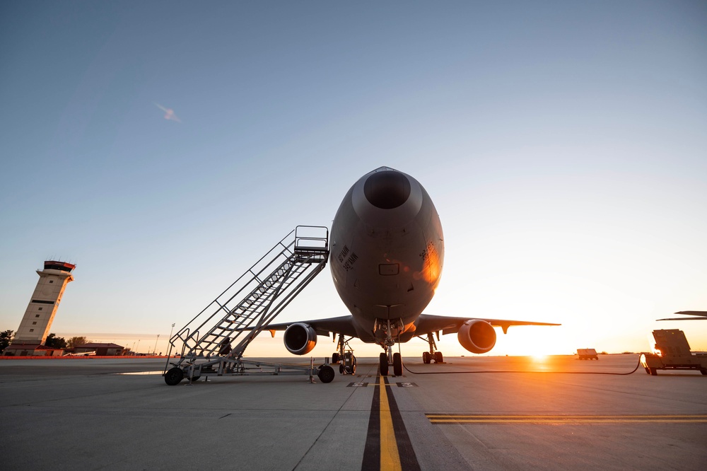 Travis KC-10 Extenders perform routine refuel training