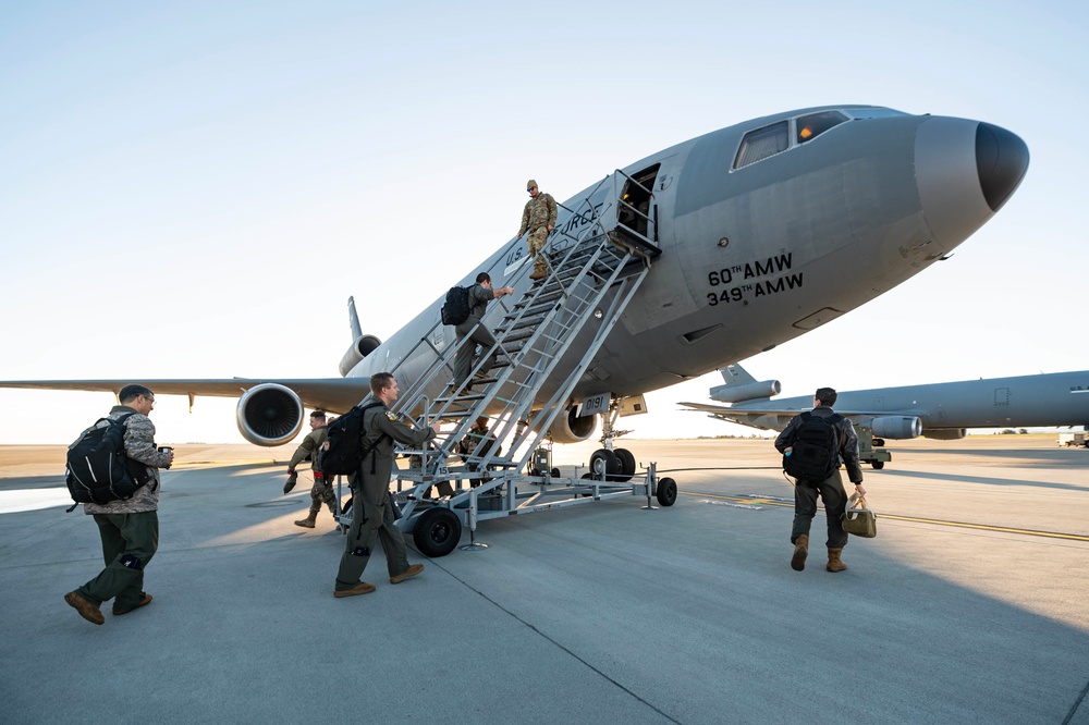 Travis KC-10 Extenders perform routine refuel training