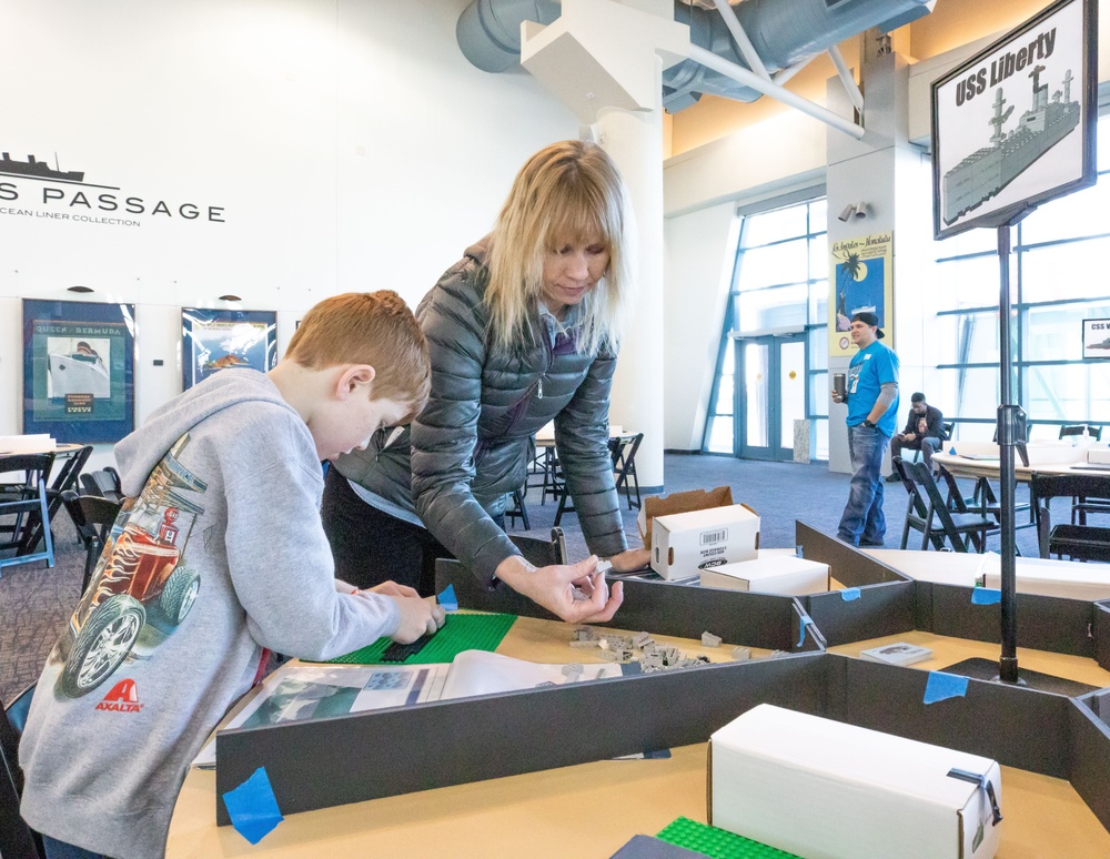 Visitors build LEGO ship models during Naval Museum's 12th Annual Brick by Brick: LEGO Shipbuilding event