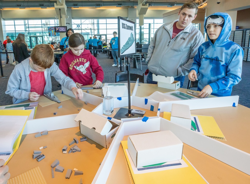 Visitors build LEGO ship models during Naval Museum's 12th Annual Brick by Brick: LEGO Shipbuilding event