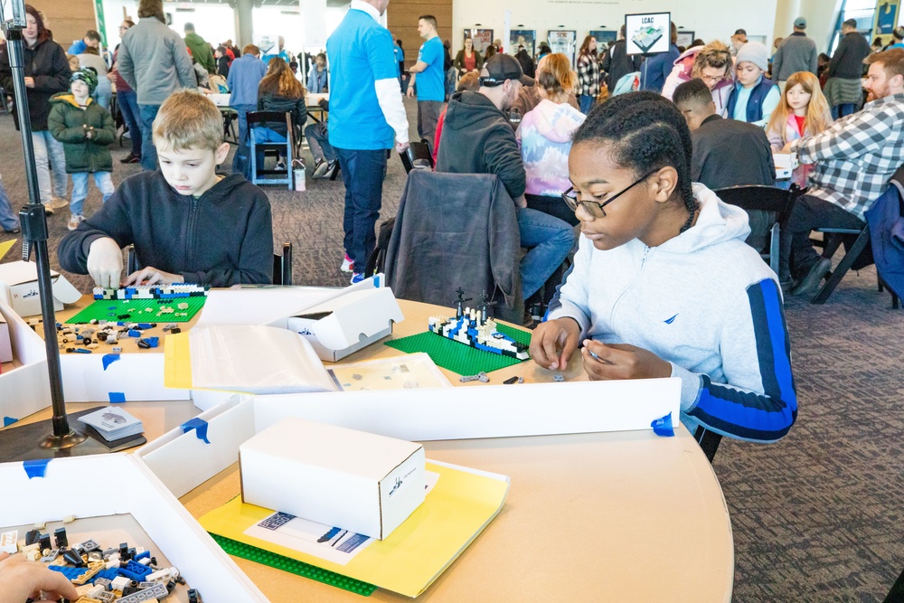 Visitors build LEGO ship models during Naval Museum's 12th Annual Brick by Brick: LEGO Shipbuilding event