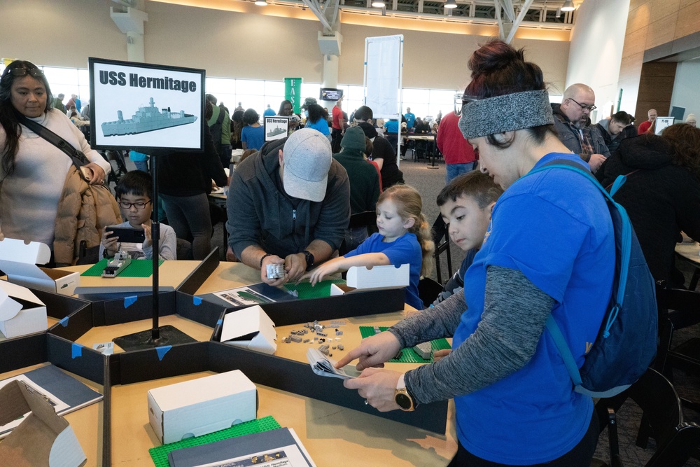 Visitors build LEGO ship models during Naval Museum's 12th Annual Brick by Brick: LEGO Shipbuilding event