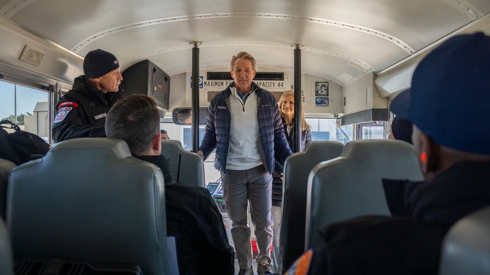 U.S. Ambassador Jeffry Flake greets USAID volunteers arriving to Incirlik AB