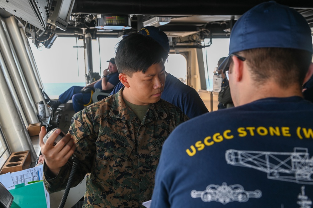 USCGC Stone’s crew conduct training underway