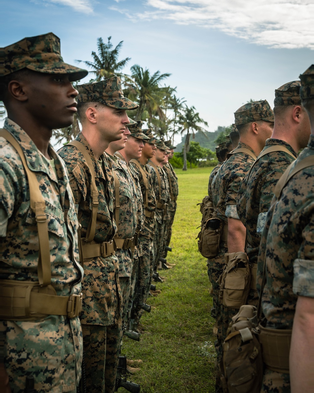 US Marines conduct a rehearsal for Marine Corps Base Camp Blaz Reactivation and Naming Ceremony