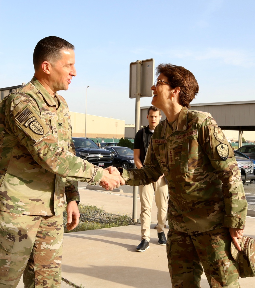 Gen. Jacqueline Van Ovost visits Camp Arifjan, Kuwait Feb. 2023