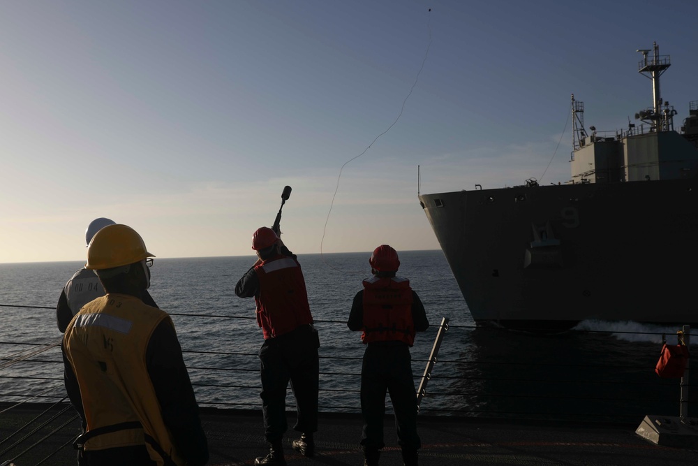 USS Truxtun conducts a replenishment-at-sea